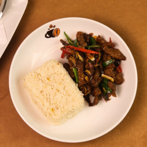 Stir fry Beef Tenderloin with Garlic Rice